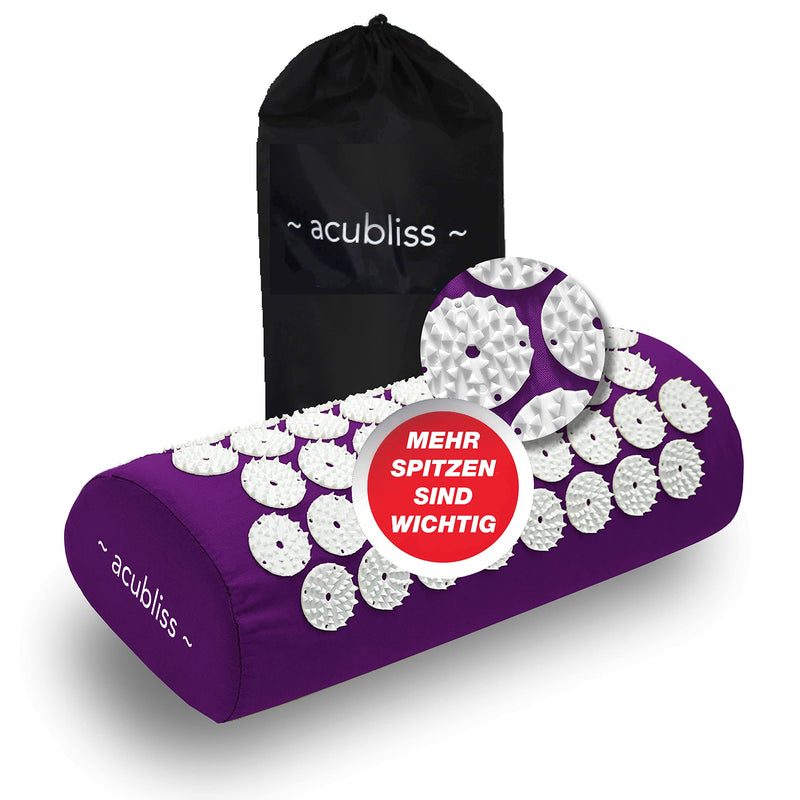 Acubliss Acupressure Pillow - Acupressure Neck Pillow With 2,142 Nubs For Neck Pain, Back Pain And Stress Relief - With Pouch - Size 37 X 15 X 10 Cm - Purple - NewNest Australia