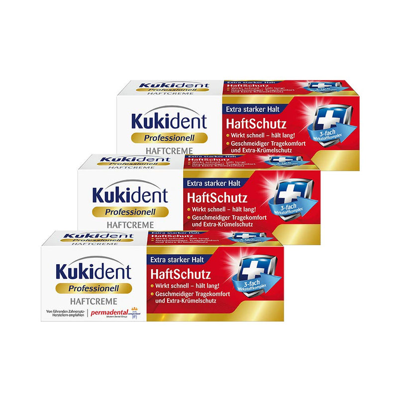Kukident adhesive cream adhesive protection for third parties, pack of 3 (3 x 40 g) 3x 40 g. - NewNest Australia