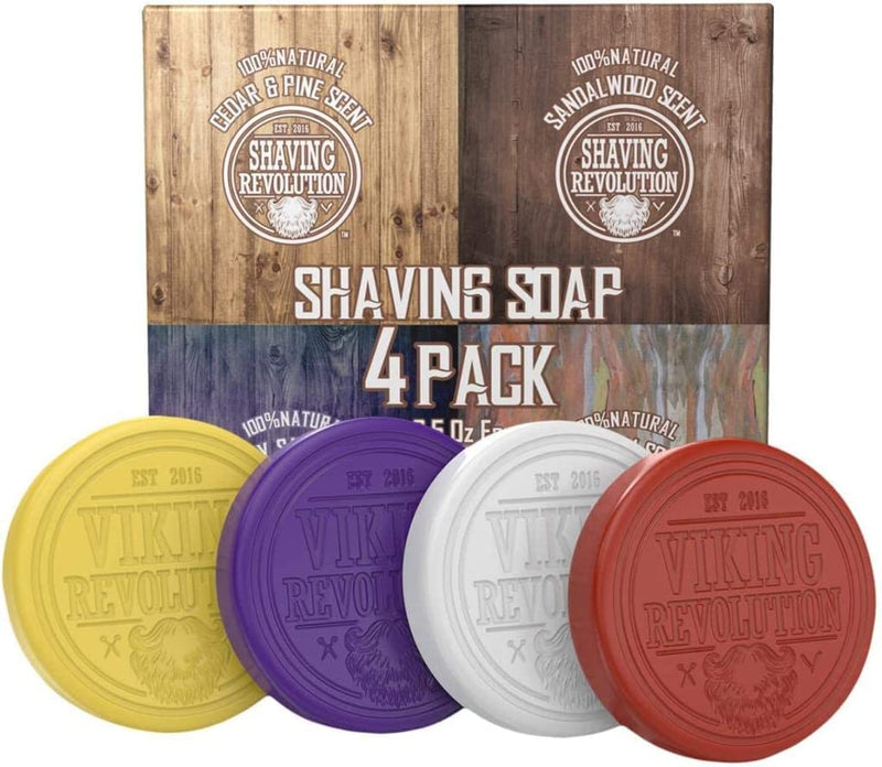 Viking Revolution shaving soap for men - shaving soap for use with shaving brush & bowl for a gentle wet shave, shaving soap, shaving soap set - pack of 4, 70 g each - NewNest Australia