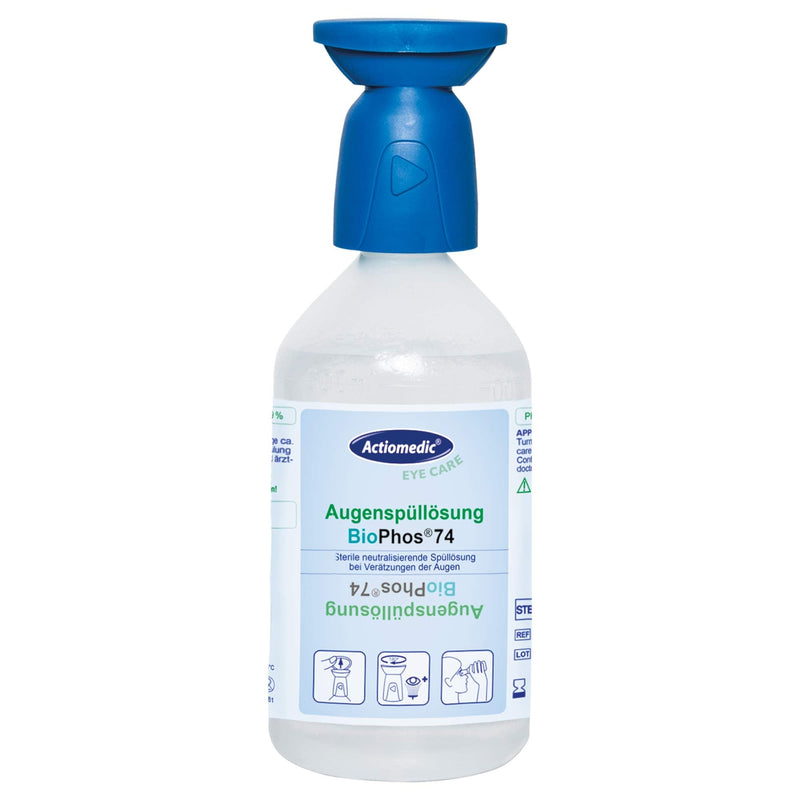 Actiomedic Eyewash With Phosphate-Buffered Rinse Solution Biophos74 4.9%, Phosphate Buffered Eyewash Solution, Sterile Eye Wash Solution For Chemicals, 500 Ml - NewNest Australia