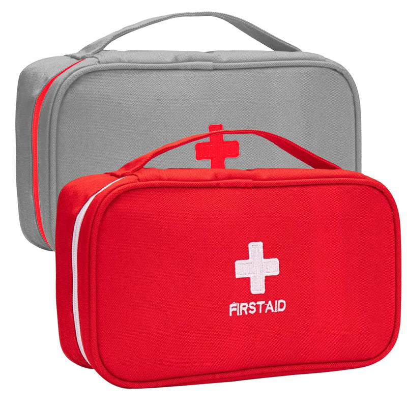 Medicine Bag Zuzer 2 Pieces Emergency Bag Empty First Aid Bag Large Capacity Travel Pharmacy Bag Waterproof Portable Medicine Bag For Home Office Travel Outdoor, Red, Gray, A - NewNest Australia