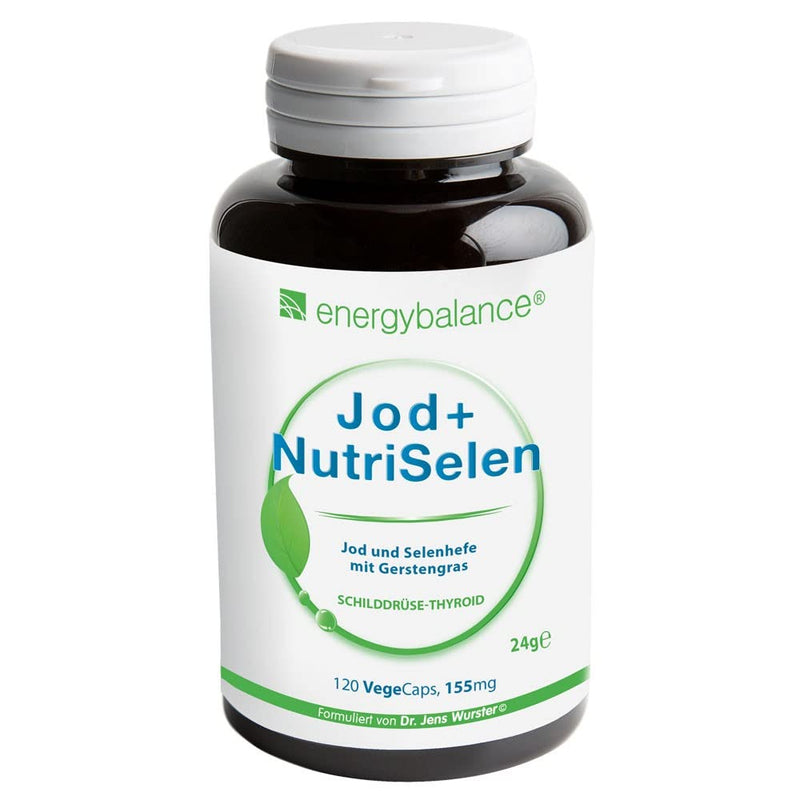 EnergyBalance Iodine + NutriSelenium - Thyroid Complex Capsules - Barley Grass Thyroid - Thyroid Support - Vegan, Gluten-Free, No Additives - 120 VegeCaps of 155 mg each - NewNest Australia