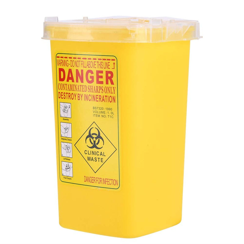 Cannula Disposal Container, Plastic Needle Container, Disposal 1L Size Sharps Container, Yellow - NewNest Australia