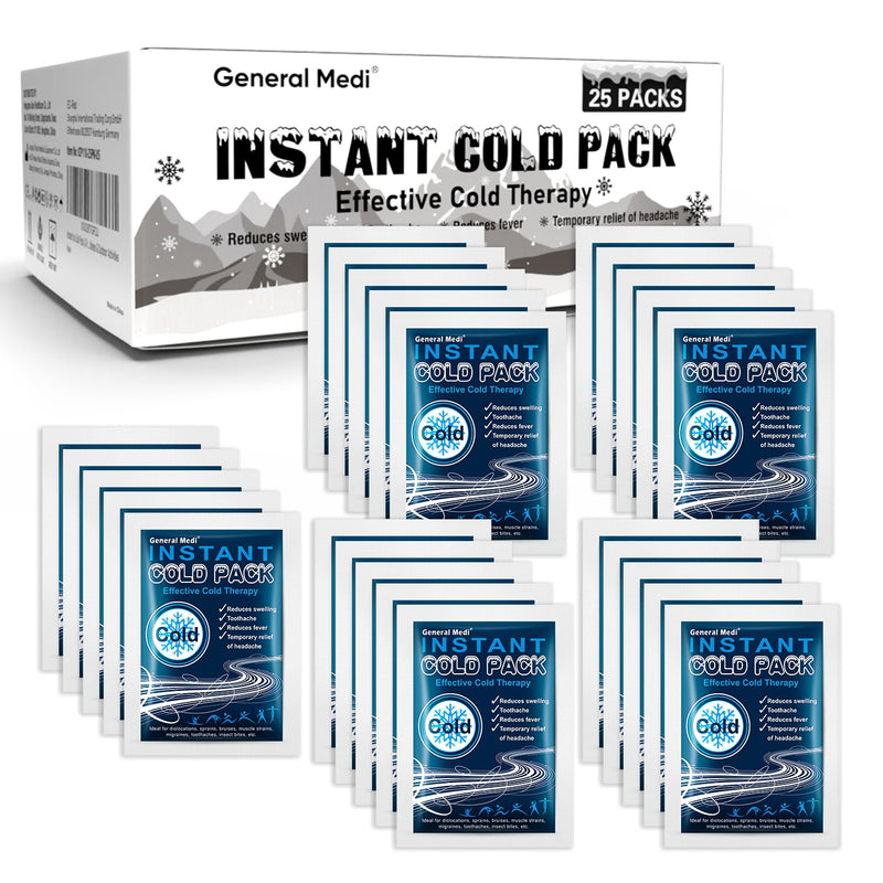 General Medi disposable cold instant compress (25 pieces), cold pack for immediate cooling and for first aid measures, pain relief, swelling, inflammation, cooling pad for external use 25 pieces - NewNest Australia