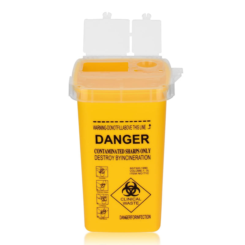 Tattoo Needles Box ATOMUS 1L Tattoo Plastic Sharp Container Tattoo Medical Disposal Biohazard Needle Waste Box Safe Lock Container Tattoo Supplies (1PC, Yellow) 1pc Yellow - NewNest Australia