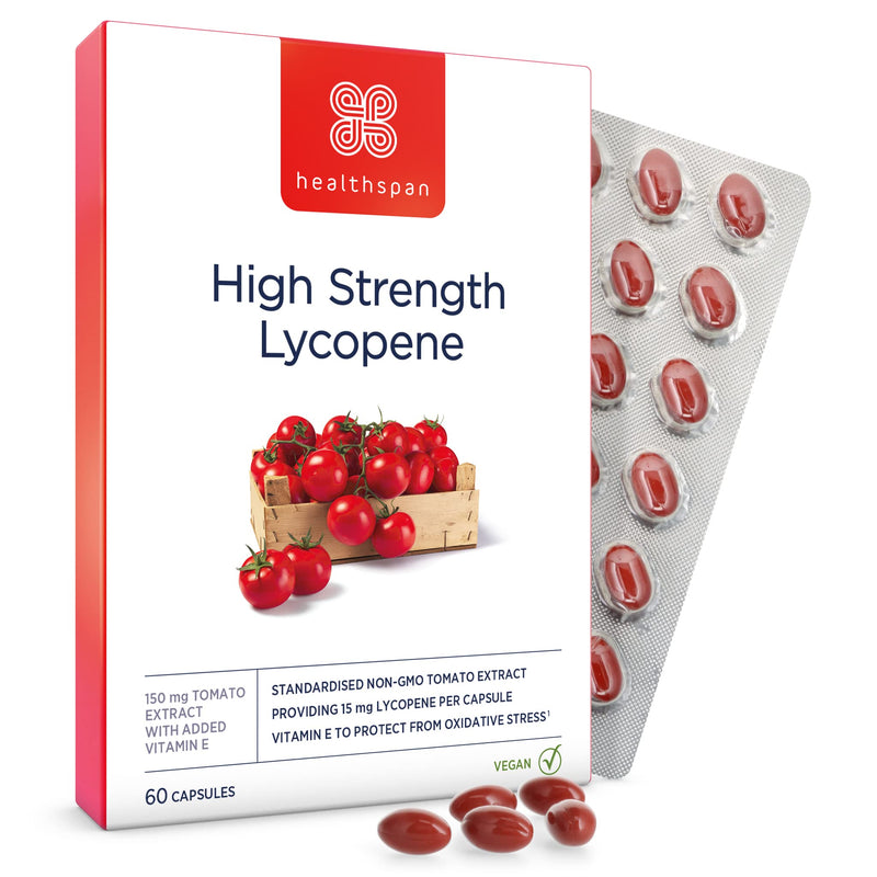 Healthspan Lycopene 15 mg | 150 mg tomato extract | Vitamin E | Rich in tomato phytonutrients | No GMO tomatoes | Vegan | 60 capsules - NewNest Australia