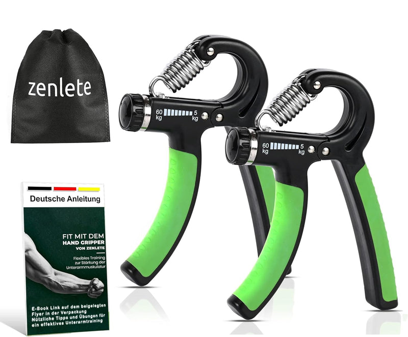 Zenlete Professional Fitness Hand Trainer, Set Of 2 Finger Dumbbells Adjustable From 5-60 Kg, Finger Trainer Forearm Trainer Training Device With Strong Spring For More Grip Strength + E-Book With Exercises - NewNest Australia