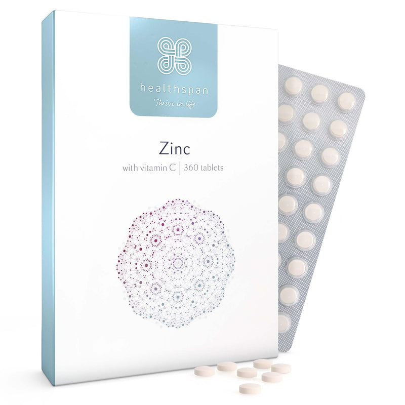 Healthspan Zinc With Vitamin C, 360 Tablets, Immune Health, 15 Mg Zinc And 80 Mg Vitamin C Per Tablet, Easy To Absorb, Take Once A Day, Easy To Swallow, Vegan - NewNest Australia