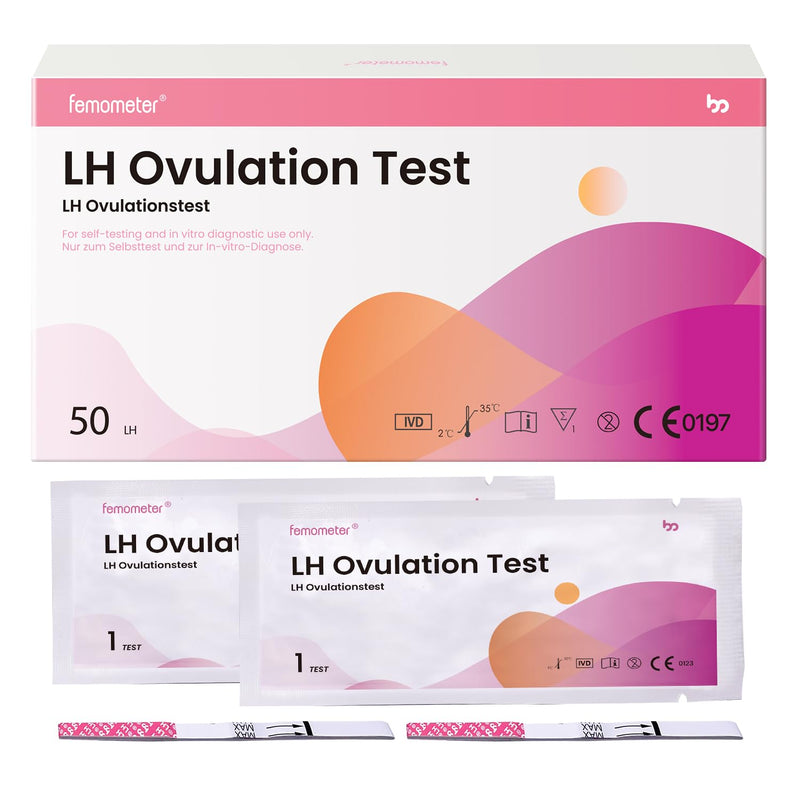 Femometer 50 ovulation tests 25 miu/ml, sensitive fertility prediction test strips - NewNest Australia