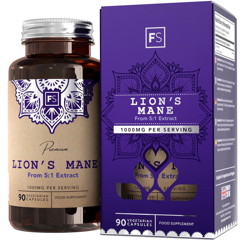 Fs Lions Mane Mushroom High Dose 1000 Mg Nootropics Lion Mane Mushroom 90 Vegan Tablets No Artificial Fillers Gluten, Allergen Free Made In Iso Certified Forces - NewNest Australia