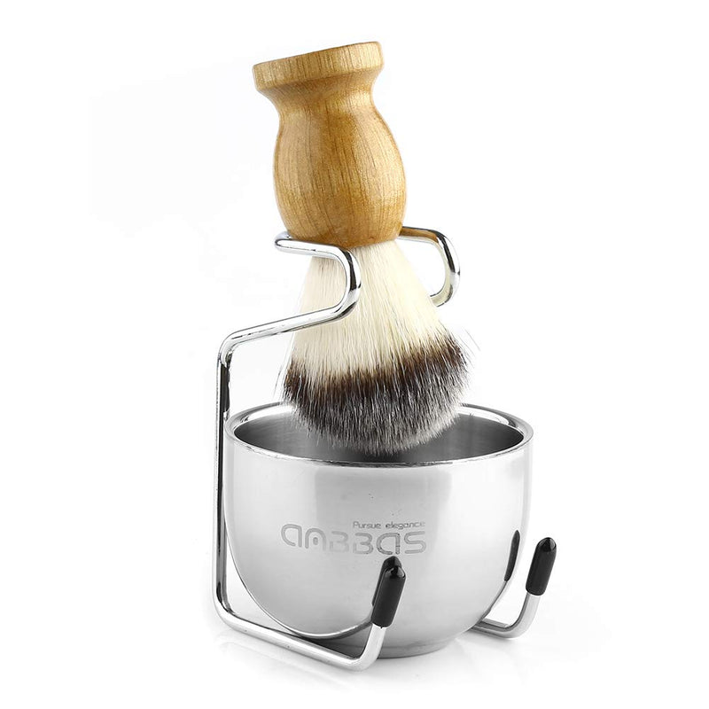 Anbbas shaving set with shaving brush set shaving bowl and shaving stand made of stainless steel men's gift set beech - NewNest Australia