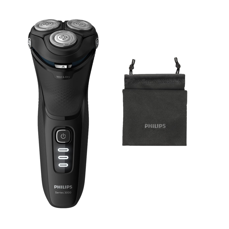 Philips Shaver Series 3000 - Electric Wet and Dry Shaver for Men with Fold-Out Trimmer and Travel Bag (Model S3233/52) Black - NewNest Australia