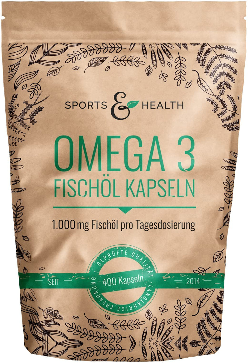 Omega 3 fish oil capsules - 400 capsules high dosage in special quality - 1000mg Omega3 fatty acids per capsule - quality of the fish oil capsules tested in Germany - NewNest Australia