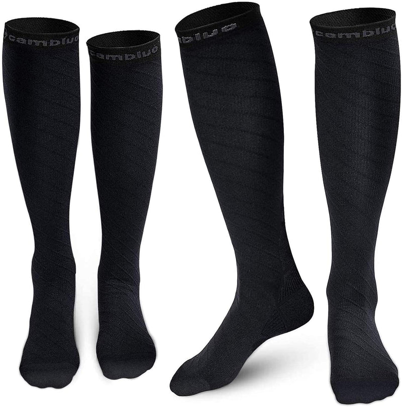 CAMBIVO compression stockings for men and women, 2 pairs, compression socks, support stockings for running, sports, flights, travel, cycling, L-XL, black - NewNest Australia