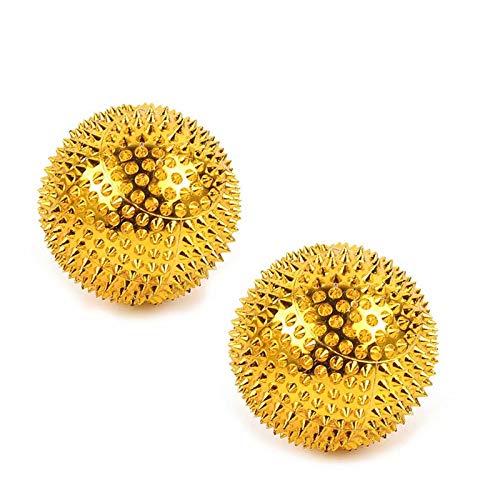 Chi-Enterprise - Two Magnetic Massage Balls - Small | Fascia Balls For Self-Therapeutic Acupressure Treatment | Contents: 2 Hedgehog Balls In Gold, Each 32 Mm Diameter And 228 Acupressure Needles - NewNest Australia
