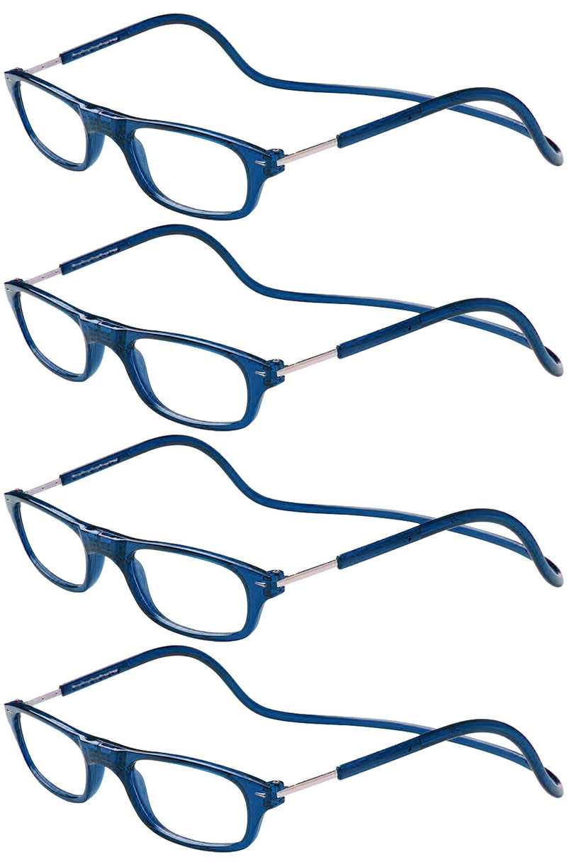 TBOC Pack: Reading Glasses Reading Aid for Men Women - [Pack of 4 Units] Diopter +3.00 Blue Frame Strength PC Mobile Phone Foldable Woman Man Magnetic Closure Clip Presbyopia Presbyopia +3.00 Diopter (Pack of 4) - NewNest Australia