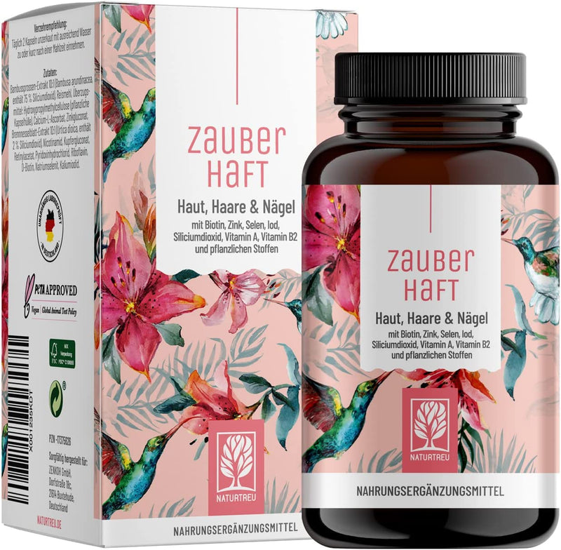 Hair Vitamins - 375mg High Dose Silicon & Biotin Zinc Selenium for Hair - Silica from Bamboo, Copper, Iod, Saw Palm, Nettle and B Vitamins - 120 Hair Vitamin Capsules - Vegan from Germany - NewNest Australia