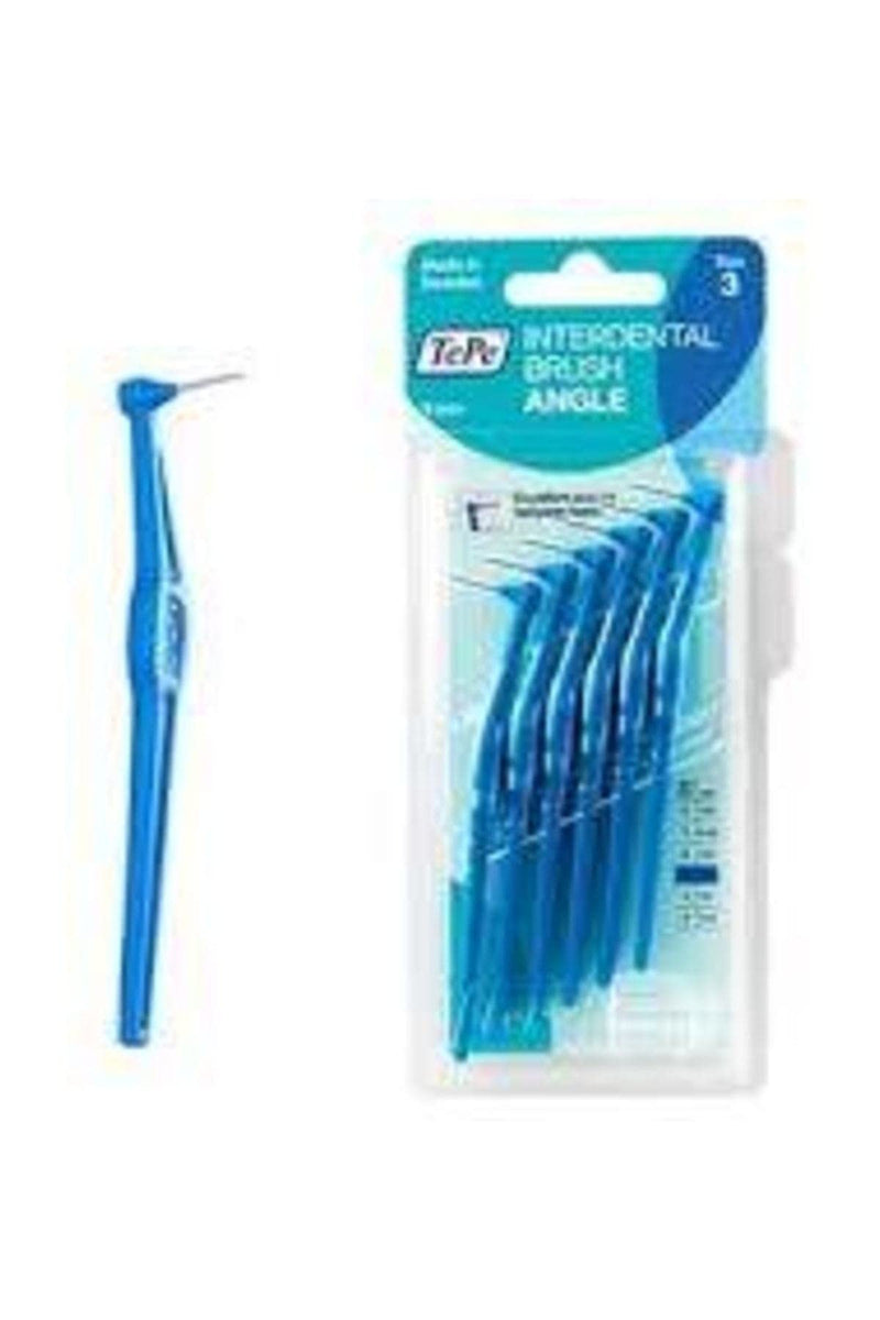 TePe Angle interdental brush blue (ISO size 3: 0.6 mm) / Controlled cleaning of the spaces between teeth even in hard-to-reach places / 1 x 6 Angle interdental brushes - NewNest Australia