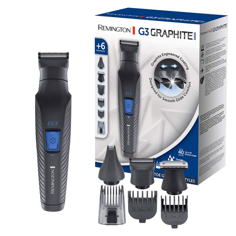 Remington G3 multi-hair clipper (incl. 6 attachment heads/combs, battery operated), men's beard trimmer, hair trimmer, body, ear and nose hair trimmer, self-sharpening blades, PG3000 - NewNest Australia