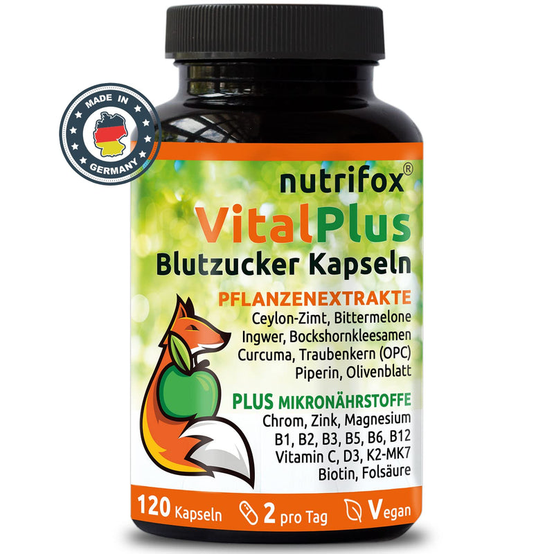 120 Blood Sugar Capsules Vital Plus (With Ceylon Cinnamon, Chromium, Zinc, Opc, Bitter Melon, Fenugreek Seeds, Turmeric, Ginger, Vitamin B Complex, Etc.), 2 Months, From Nutritionists For Diabetes - NewNest Australia
