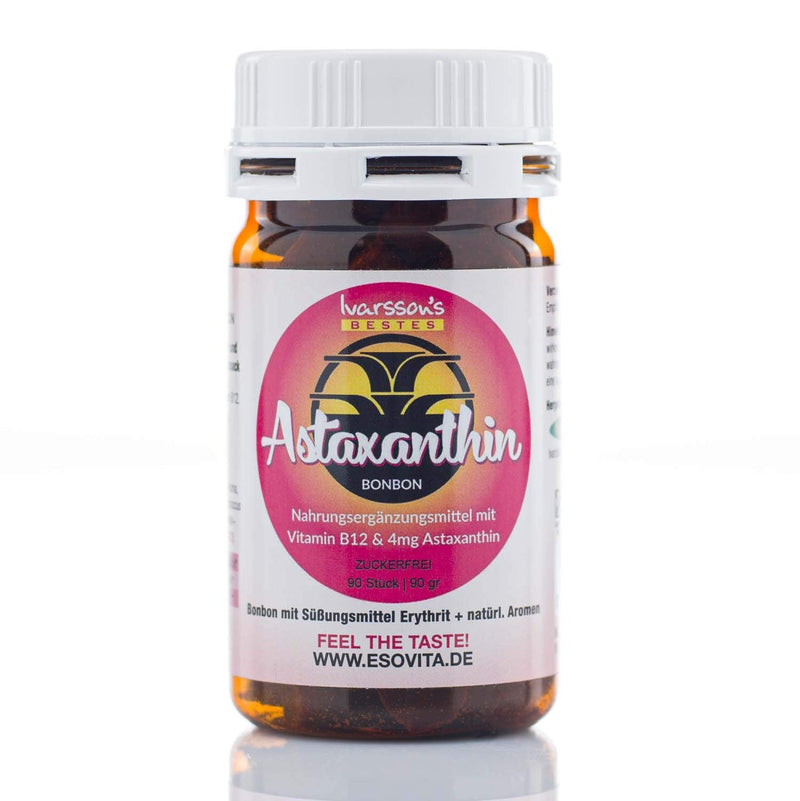 Astaxanthin I 90 candies I Ivarssons VitalAstin I 4 mg each of natural astaxanthin I sun protection capsules with vitamin E & vitamin B12 I plant cell protection I natural sun protection - NewNest Australia