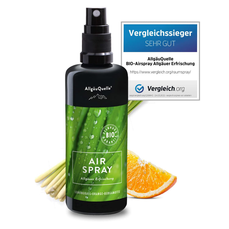 Allg√§Uquelle Organic Airspray - Comparison Winner 2022 - With 100% Organic Oils Allg√§Uer Refreshment Lemongrass Orange Bergamot (100 Ml) Natural Organic Room Fragrance With Essential Oils Organic Room Spray Natural - NewNest Australia