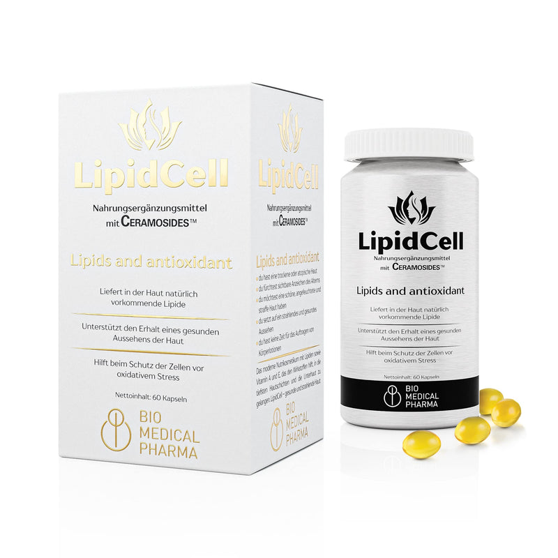 Squalene and Ceramides with Vitamins A & E – Skin Moisture and Anti-Aging Support – Restoring the Hydrolipid Barrier – LipidCell (60 Capsules) - NewNest Australia