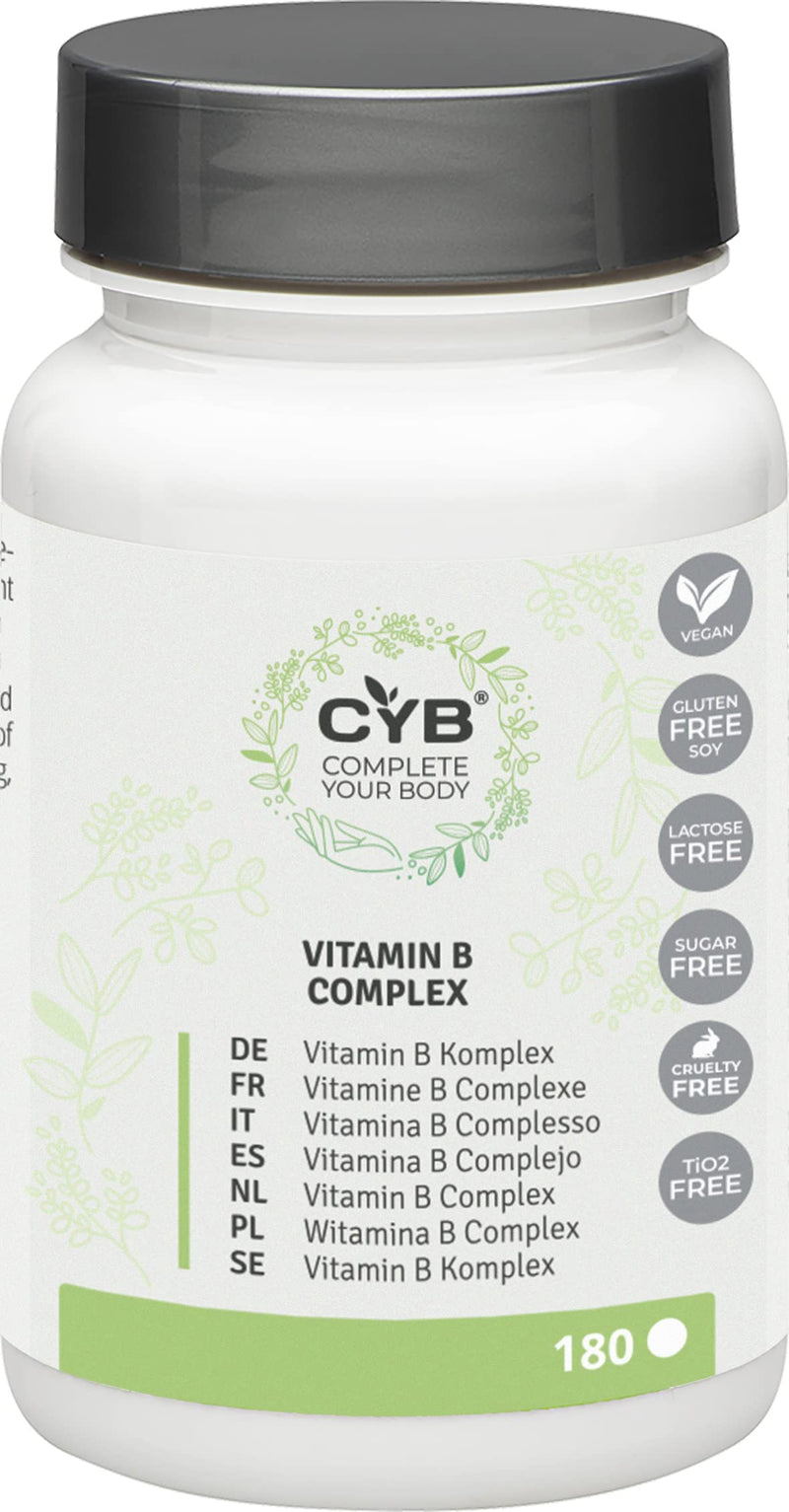 CYB Complete your Body vitamin B complex, high dose with all eight B vitamins, vegan, 1 x 180 tablets - NewNest Australia