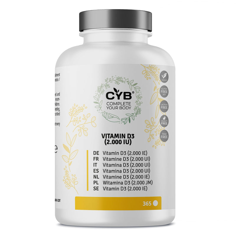 CYB vitamin D3 2000 IU, 50 μg D3, vegetarian, 1 x 365 tablets - NewNest Australia