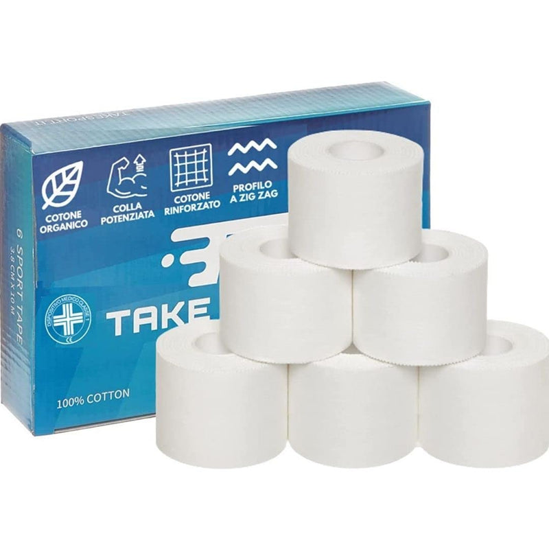 Take Sport Sports Bands, Crossfit, Candagen Boxing, Sports Bands, Training Bands, Sports Tape, Sports Bands, Physio Tape, Finger Tape, 5 X 10 M, 100% Cotton, Zig Zag Edge, Non-Elastic, White (6) - NewNest Australia