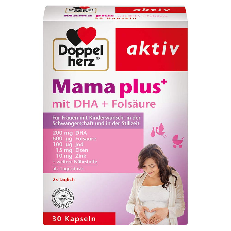 Doppelherz Mama plus with DHA + folic acid - important nutrients for women who want to have children, during pregnancy and while breastfeeding - 30 capsules 30 pieces (pack of 1) - NewNest Australia