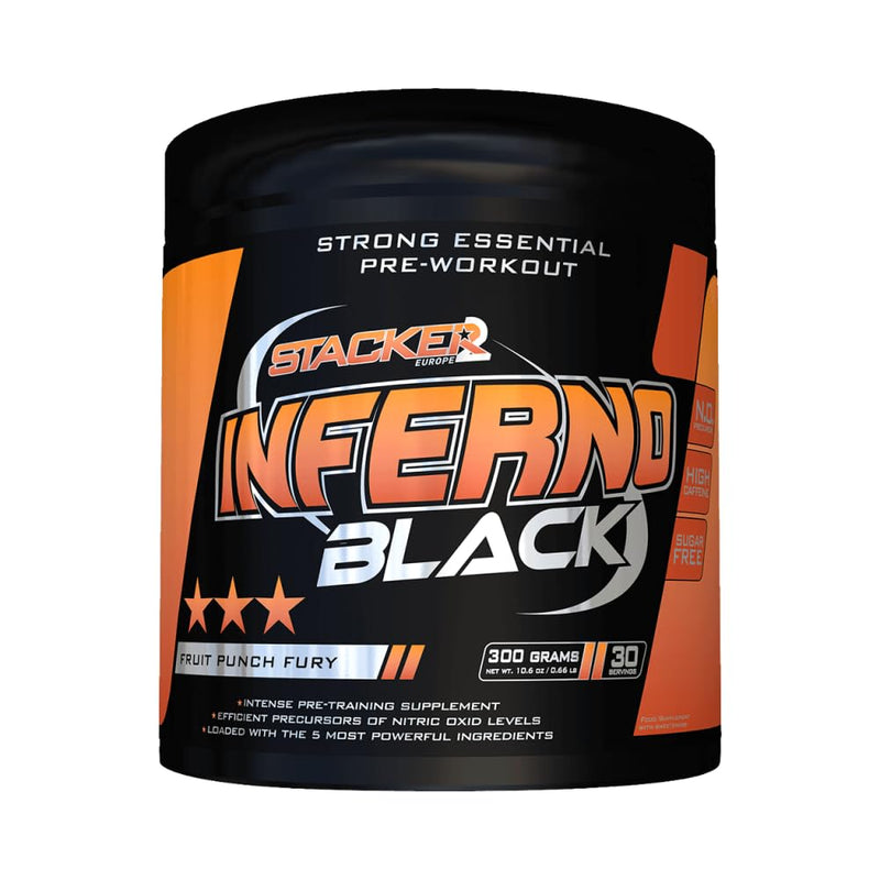 Stacker2 Inferno Black Pre-Workout Booster Training Booster Muscle Building Fitness 300g (Fruit Punch) Fruit Punch Fury 30 servings - NewNest Australia