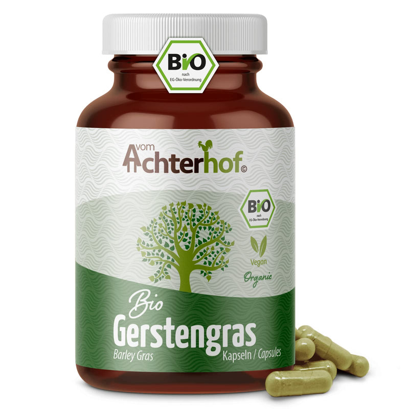 Barley grass capsules organic 180 pieces | finely ground barley grass in capsule format | from controlled organic cultivation | without additives | vegan capsule shell | from the Achterhof 180 pieces (pack of 1) - NewNest Australia
