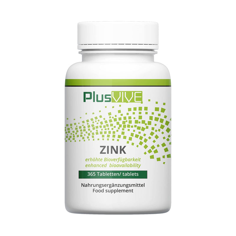 PlusVive - Zinc 365 tablets - annual supply - high dosage: 25 mg of pure zinc from zinc bisglycinate per tablet - vegan single - NewNest Australia