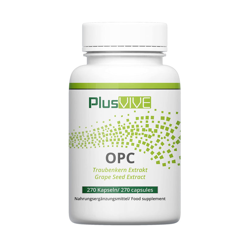 Plusvive OPC grape seed extract 270 capsules - high dose with 400 mg extract per capsule - from French grapes - laboratory tested and vegan single - NewNest Australia