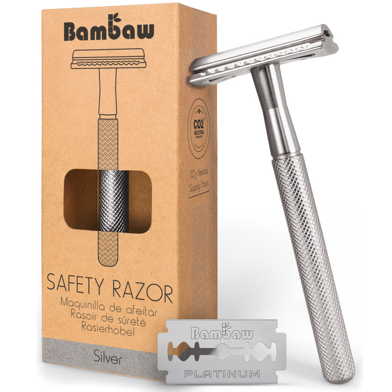 Bambaw Safety Razor Men | Safety razor metal | Zero Waste Safety Razor | Metal razor | Planer razor men | Eco razor metal | Safety razor stainless | Safety Razor | Silver - NewNest Australia