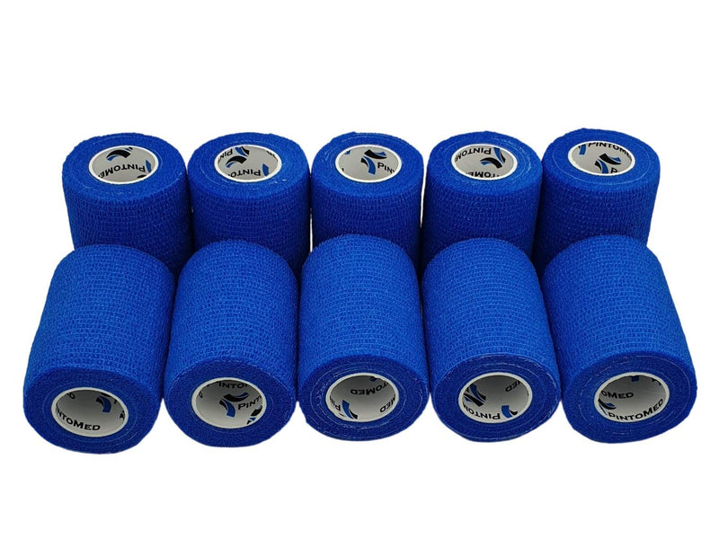 Pintomed Self-Adhesive Bandage Stretched - 10 X Blue Bandages Rolls - 7.5 Cm X 4.5 M Cohesive Bandage Bandage Fixation Bandage Self-Adhesive Health Plaster Sports Tape; Piece For Wrist Leg Arm Vet - NewNest Australia