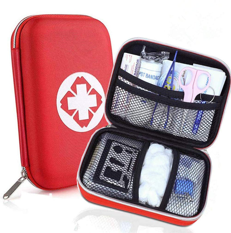 First Aid Kit - Perfect For Hiking, Outdoor, Biking, Sports And Travel - First Aid Kit And Travel Pharmacy With Bonus Emergency Whistle, 18 Pieces In Red Semi-Hard Bag - NewNest Australia