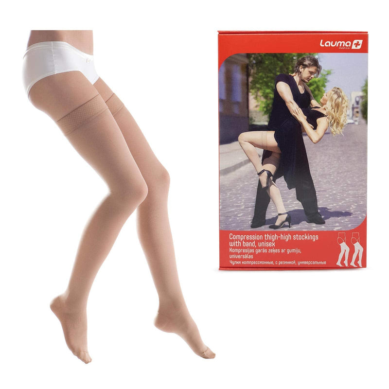 Lauma Medical, 23-32 mmHg Compression Stockings Class 2 with Closed Toe, Varicose Veins, Frequent Swelling in Legs, Pain in Calves and Feet Beige XL Size, Long - NewNest Australia