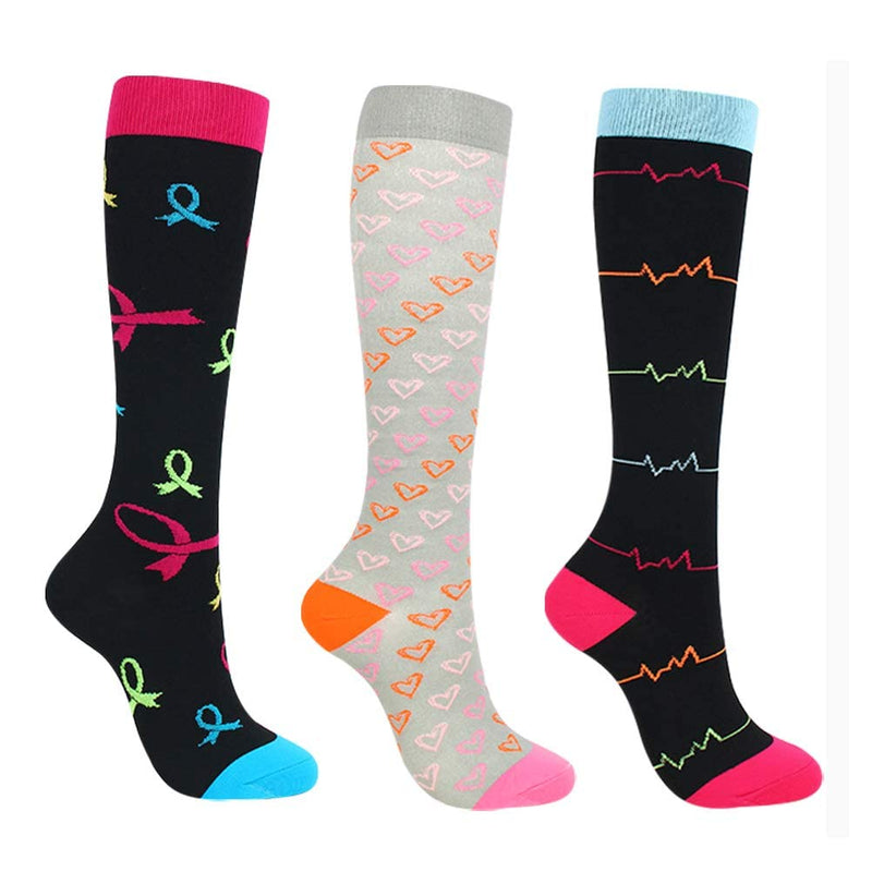 Miavogo 3 Pairs Of Compression Stockings For Women, Compression Socks With 20-30 Mmhg, Colorful Thrombosis Stockings, Compression Socks For Sports, Running, Travel - NewNest Australia