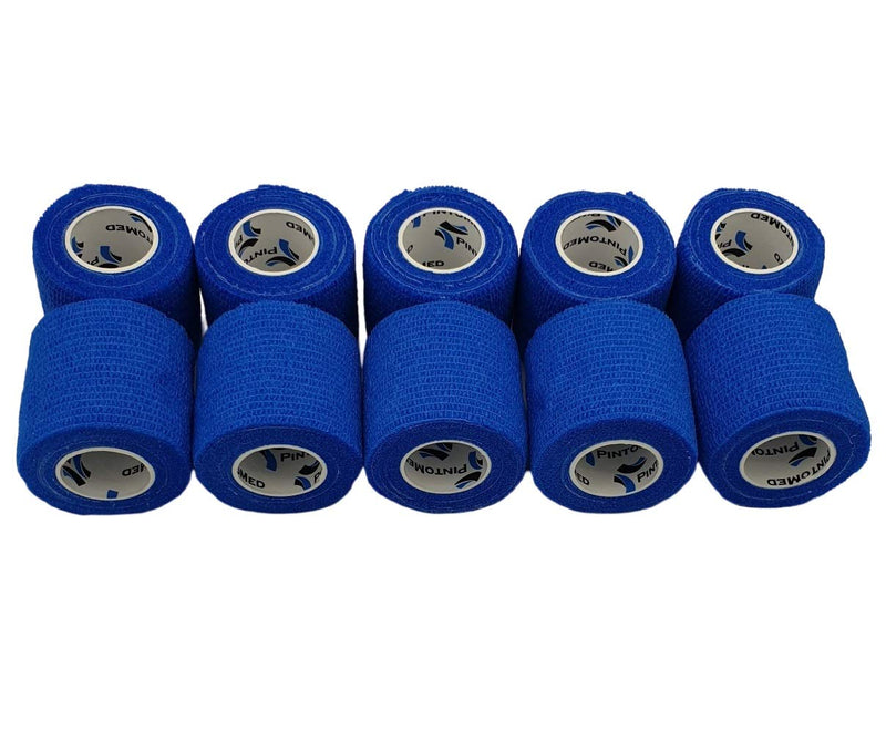 Pintomed Self-Adhesive Bandage, Stretched - 10 X Blue Bandages Rolls - 5Cm X 4.5M Cohesive Bandage Bandage; Fixation Bandage Self-Adhesive, Health Plaster, Sports Tape; Piece For Wrist, Leg, Arm, - NewNest Australia