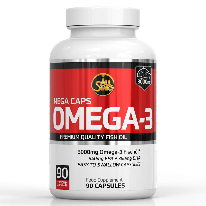 All Stars Omega 3 Fish Oil I Fish Oil Caps with 540mg EPA + 360mg DHA per daily ration I Monthly pack with 90 capsules I Fish oil supplement without sugar, aspartame & creatine - NewNest Australia