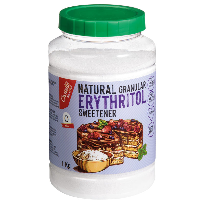 Natural Erythritol - Granulated Sugar | 10G = 7G Sugar | Natural Sugar Substitute - 0 Calories - 0 Glycemic Index - Keto And Paleo - 0 Net Carbs - No Gmo - Castello Since 1907-1Kg - NewNest Australia