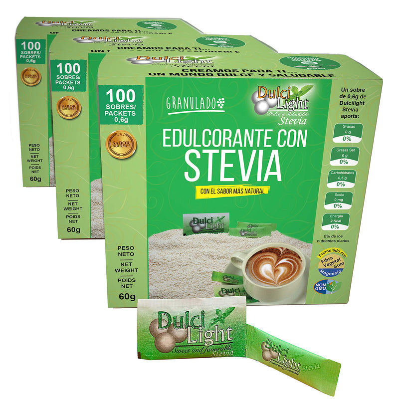 ‚édulci Light Dulce Y Favorable Stevia Sweetener Sticks 3X 100 Pieces, Individually Packaged, Low-Calorie Sweetener For Drinks And Food, Natural Sugar Substitute - NewNest Australia