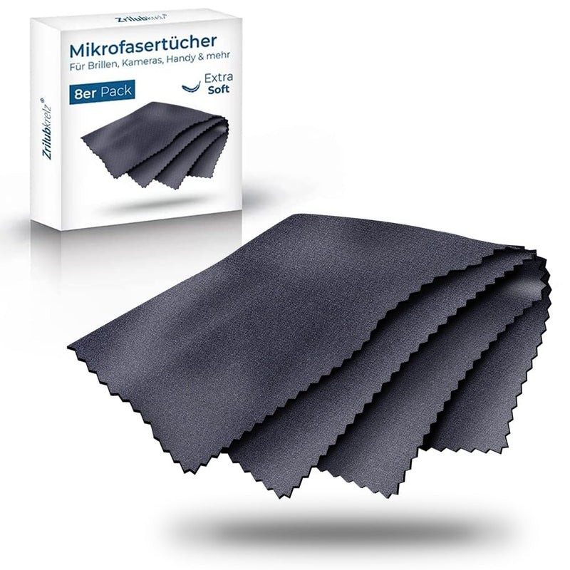 Zrilubkrelz® 8 glasses cleaning cloths in optician quality - 20 x 20cm - microfiber - extra soft and absorbent - NewNest Australia