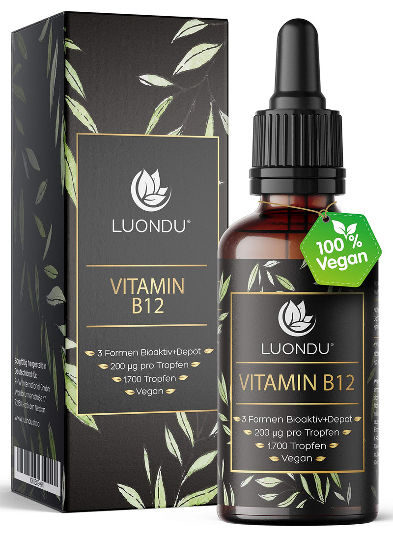 Vitamin B12 drops high dosage, vegan & alcohol-free 50ml 1700 drops liquid 3 forms active + depot (adenosyl & methylcobalamin hydroxocobalamin) - NewNest Australia