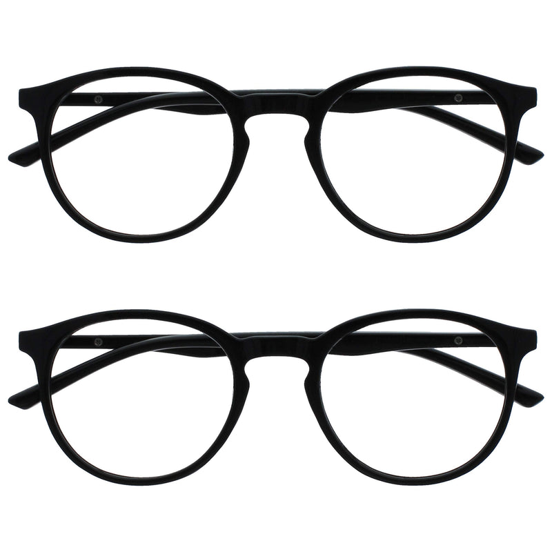 Opulize Met Reading Glasses Pack of 2 Slim Round Frame Spring Hinges Scratch-Resistant Black Men Women RR60-1 +1.50 +1.50 Diopters (Pack of 2) - NewNest Australia