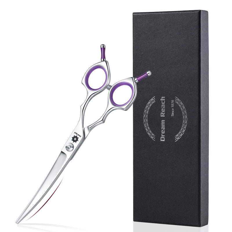 Dream Reach Grooming Scissors 6.5 Inch Curved Dog Scissors Cat Scissors Dog Hair Scissors Dog Scissors For Grooming For All Dogs Cat Cutting And Grooming Japanese Stainless Steel 440C Handmade Dark Purple - NewNest Australia