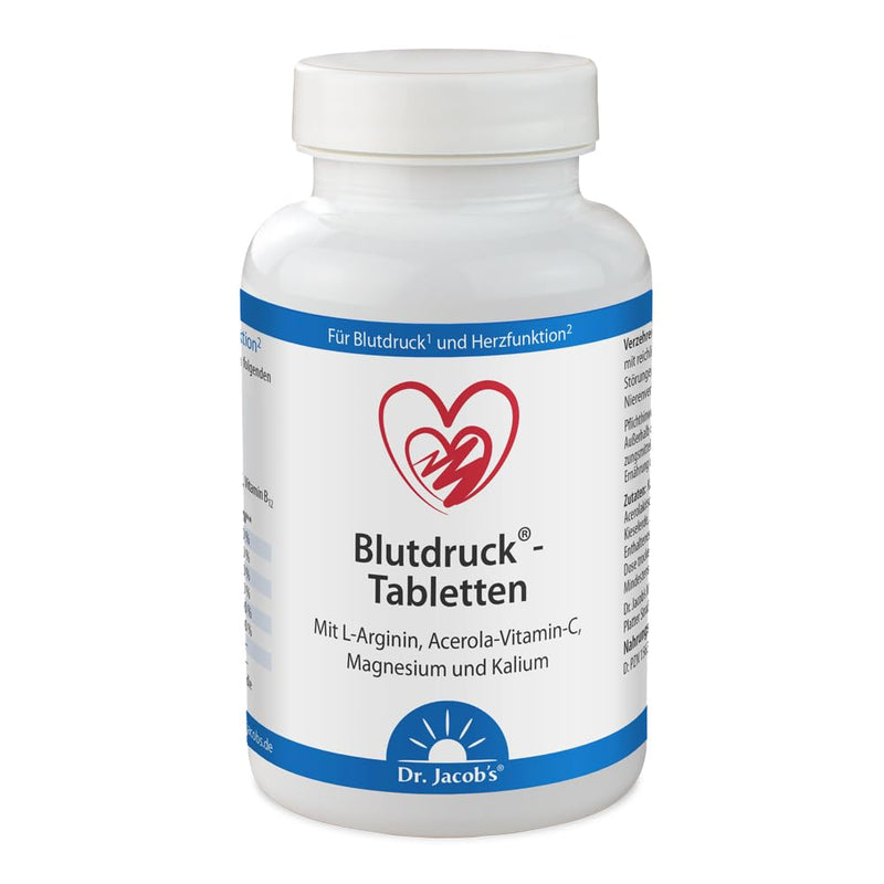 Dr. Jacob'S Blood Pressure Tablets 126 G I For Normal Blood Pressure¬_, Heart¬≤ And Vessels ¬≥ I With Vegetable L-Arginine - 1200 Mg Per Serving I With Magnesium, Potassium, Acerola Vitamin C, B1 + B12 - NewNest Australia