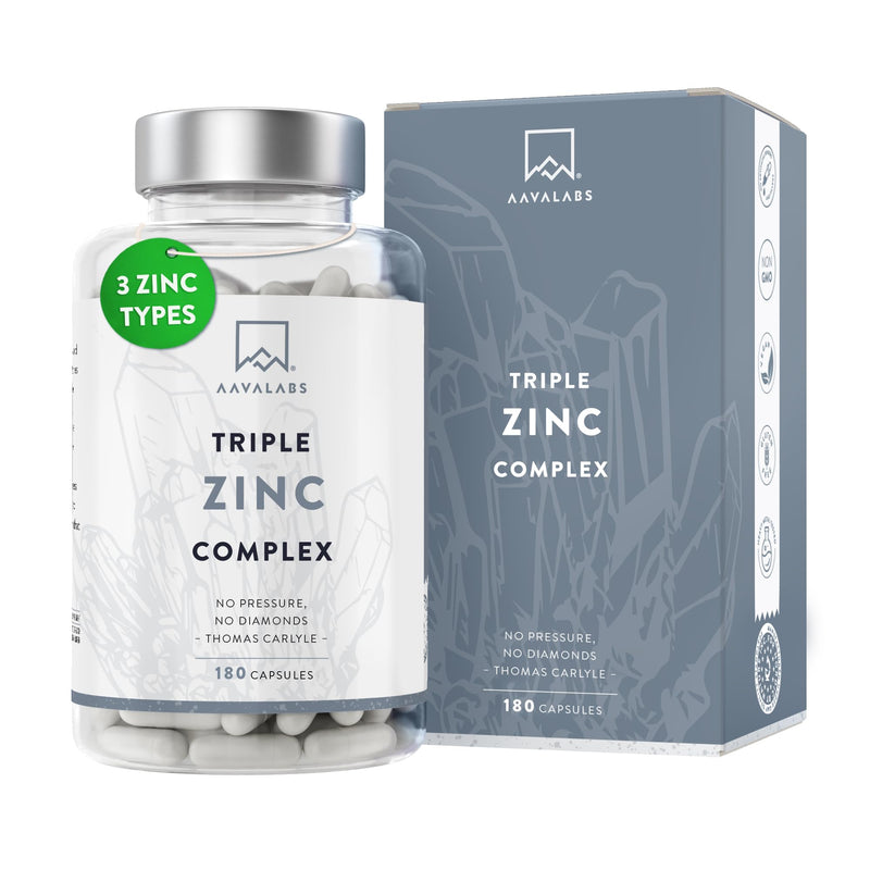 Zinc high-dose complex with vitamin C - elemental zinc 25mg: zinc picolinate, monomethionine + zinc bisglycinate (chelate) - vegan vitamin C high-dose zinc tablets - 180 high-dose zinc capsules - NewNest Australia
